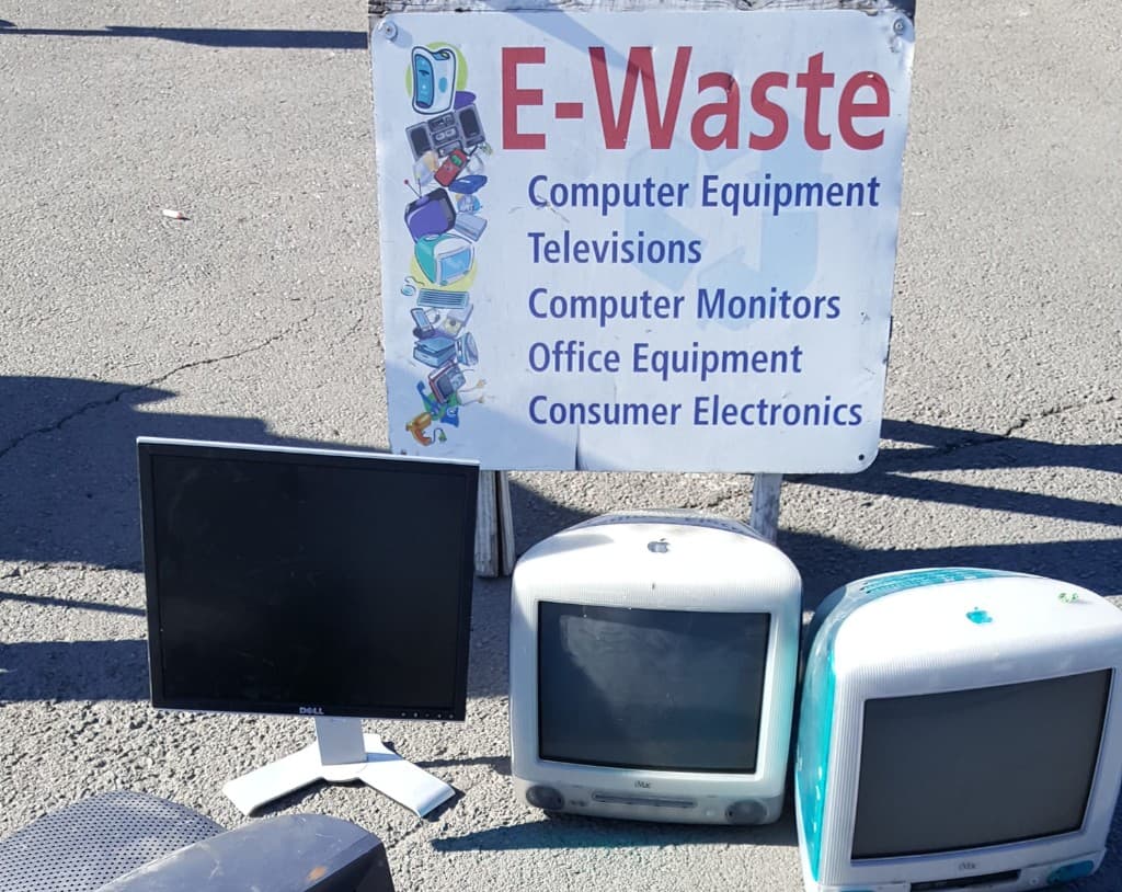 E-waste drop-off including computer monitors and old electronics for certified disposal