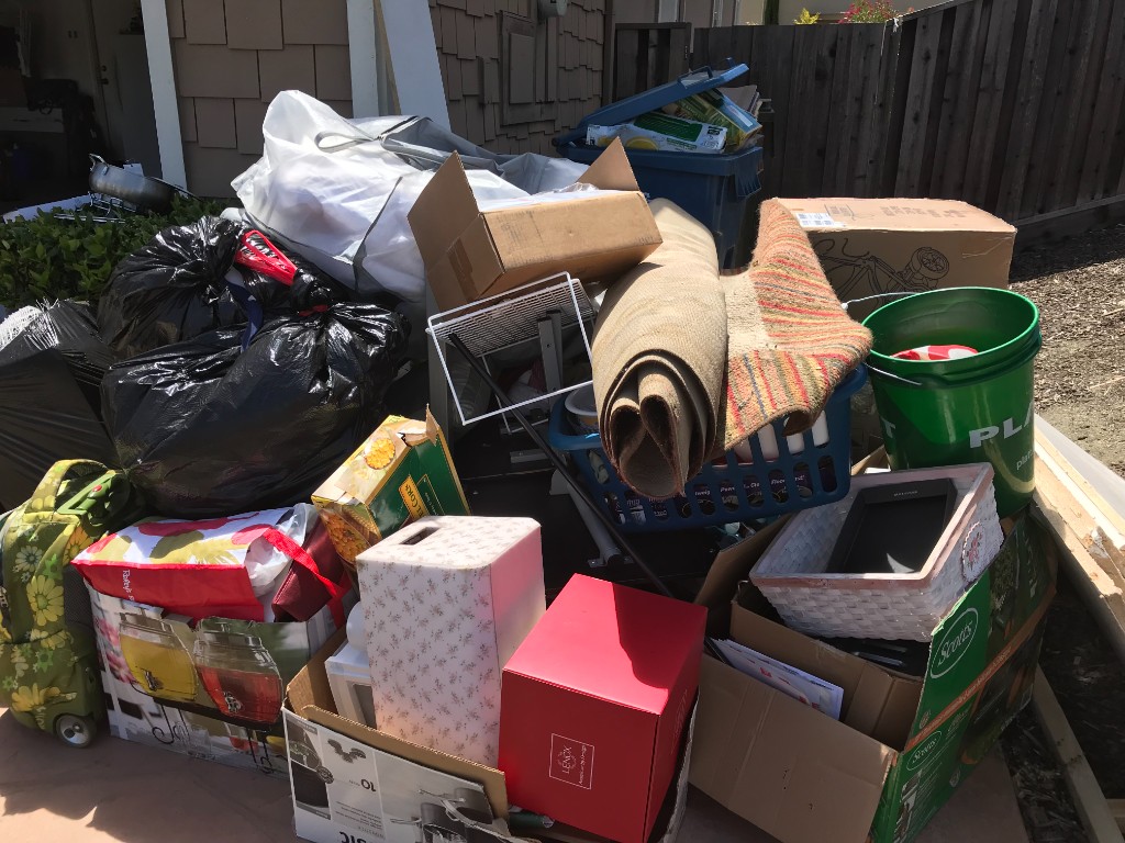Junk pile outside home ready for hauling